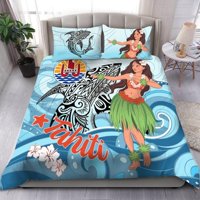 Milsleep - Juego De Cama Polinesia Francesa - Niñas Polinesias Con Tiburón