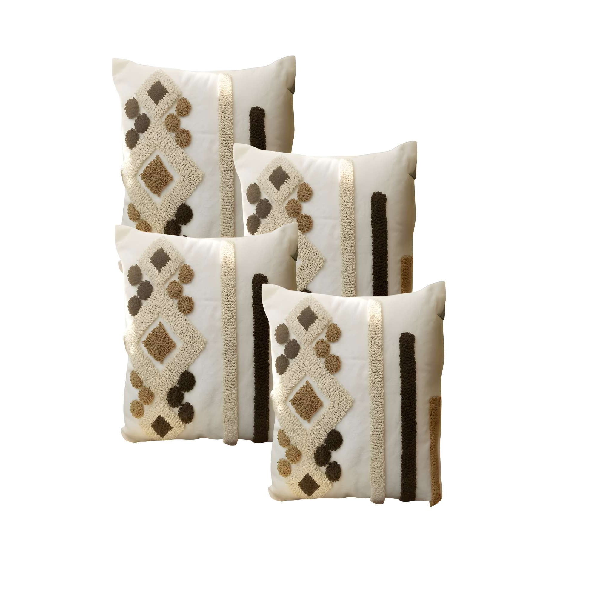 Genérico - Set De 4 Fundas De Cojin Tufting 45x45 Cm Beige 01