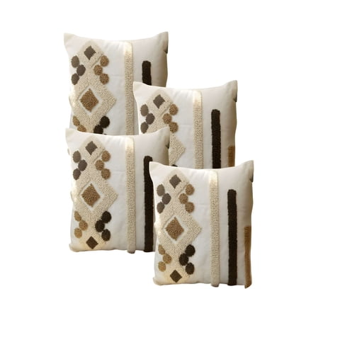 Genérico - Set De 4 Fundas De Cojin Tufting 45X45 Cm Beige 01