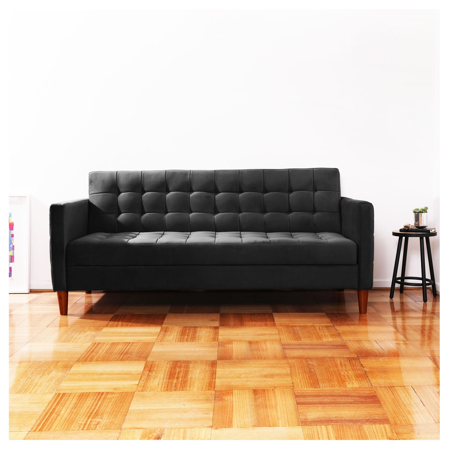 Latam Home - Futón Sofá Cama Genova Tela Velvet Negro