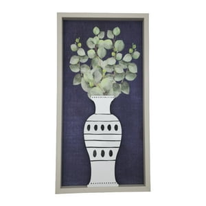 Fliperex - Cuadro Decorativo De Florero Con Flores Para Decorar Hogar Blanco