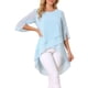thumbnail image 4 of INSPIRE CHIC Blusa de Chifón para Mujer con Mangas Divididas 3/4 y Dobladillo Asimétrico Túnica Azul Cielo M, 4 of 6