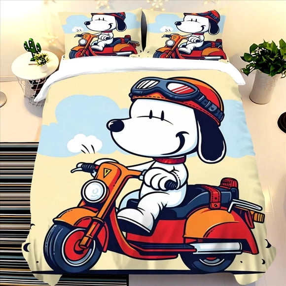 Snoopy fitted sheet,home decor bedroom bedding set universal, suitable for children and adults 3-piece set cute printed Bed Sheets