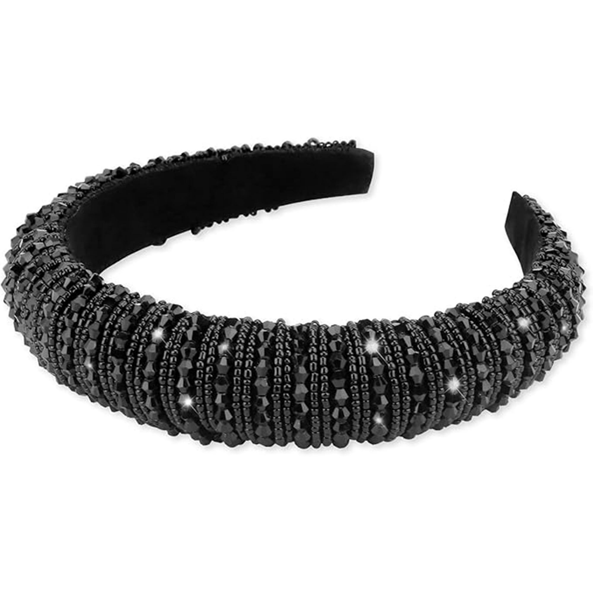 Veatool - Diadema Negra Con Diamantes De Imitación Para Mujer, Diadema Acolchada Con Cuentas De Cristal Brillante, Lindas Bandas Para El Pelo, Accesorios Para El Cabello Para Mujeres Y Niñas