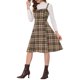 thumbnail image 4 of INSPIRE CHIC Vestido de Tirantes para Mujer Retro Cuadros Cuello Cuadrado Línea A Midi Vestido XS Marrón, 4 of 7