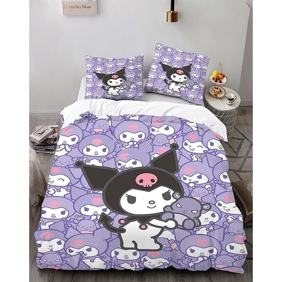 Cart-oon Bunny -3-Piece Be-d Set -Warm and- Comf-ortable -Kawaii- Beddi-ng Se-t Cute S-oft Mic-rofiber Bedclothe-s for Bo-ys Girls Ki-ds -King