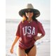 thumbnail image 5 of Sombrero de paja Hemlock Lifeguard con estrellas y rayas y ala ancha, 5 of 5
