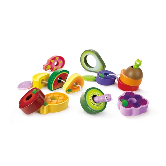 Banquete de frutas Playset Hape Caterpillar con 2 orugas y 13 piezas de fruta