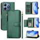 thumbnail image 3 of Funda tipo cartera para Realme C63 4G con bolsillo con cremallera, tarjetero, soporte, correa para la muñeca y tapa de cuero verde, 3 of 5