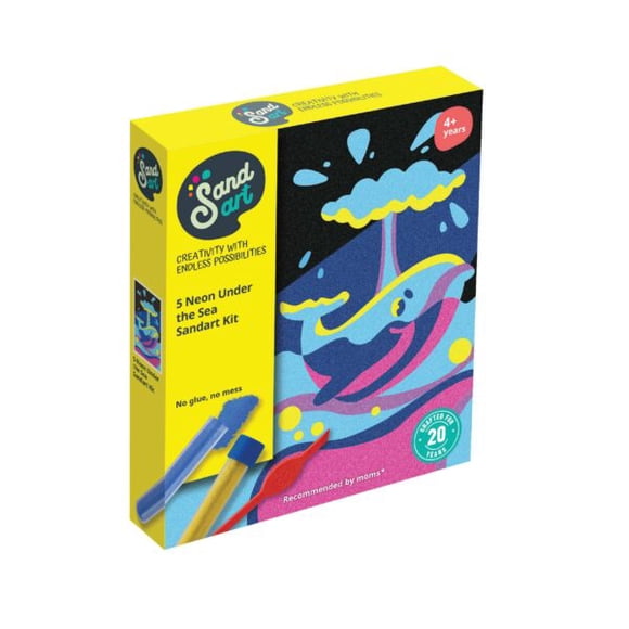 Manualidades Motricidad Fina Kit Arte con Arena Neon Bajo el Mar Colores Fluorescentes | SandArt | Niños Sin Pantallas | NP5