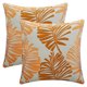thumbnail image 1 of REGALWOVEN Paquete de 2 Fundas de Almohada Decorativas Estilo Rústico Funda de Cojín Suave con Patrón de Hoja de Palma para el Hogar Naranja 18" x 18", 1 of 6