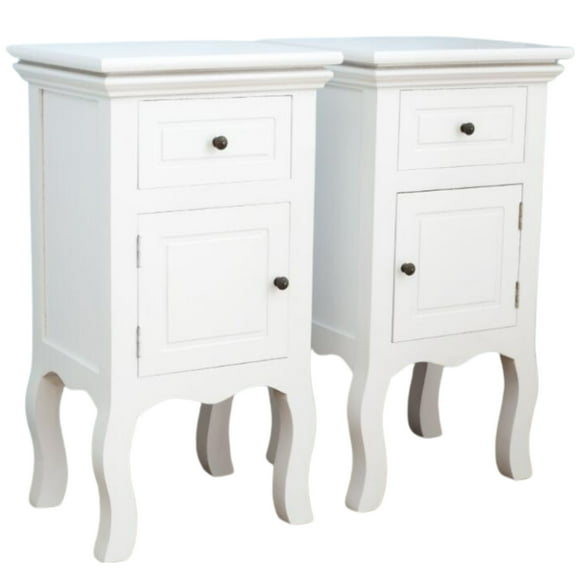 Set 2 Veladores Librero Parma Puerta + Cajon Blanco