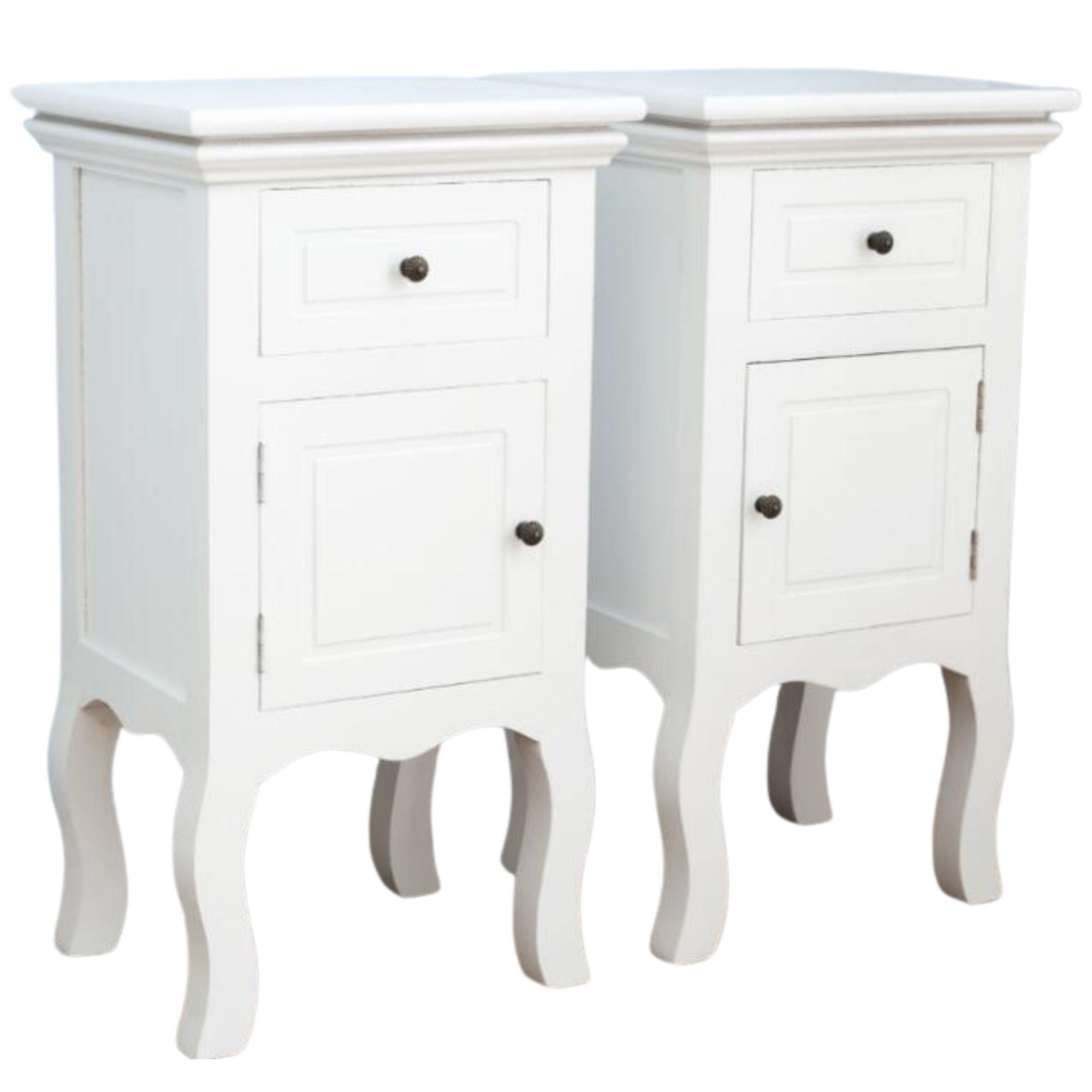 Itahome - Set 2 Veladores Librero Parma Puerta + Cajon Blanco