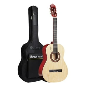 Ibrah Music - Guitarra Acústica Clásica Ibrah 39 Pulgadas Café + Funda