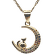 thumbnail image 1 of Collar Gatito y Luna en Plata 925 con Circones Multicolor, 1 of 2