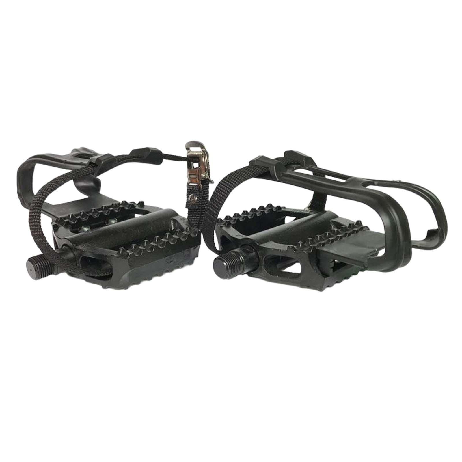 Magideal - 1 Par De Pedales De Bicicleta De Ejercicio De Alta Resistencia Antideslizantes Con Correas Ajustables Eje De 18 Mm Para Ciclismo Gimnasio Accesorios D