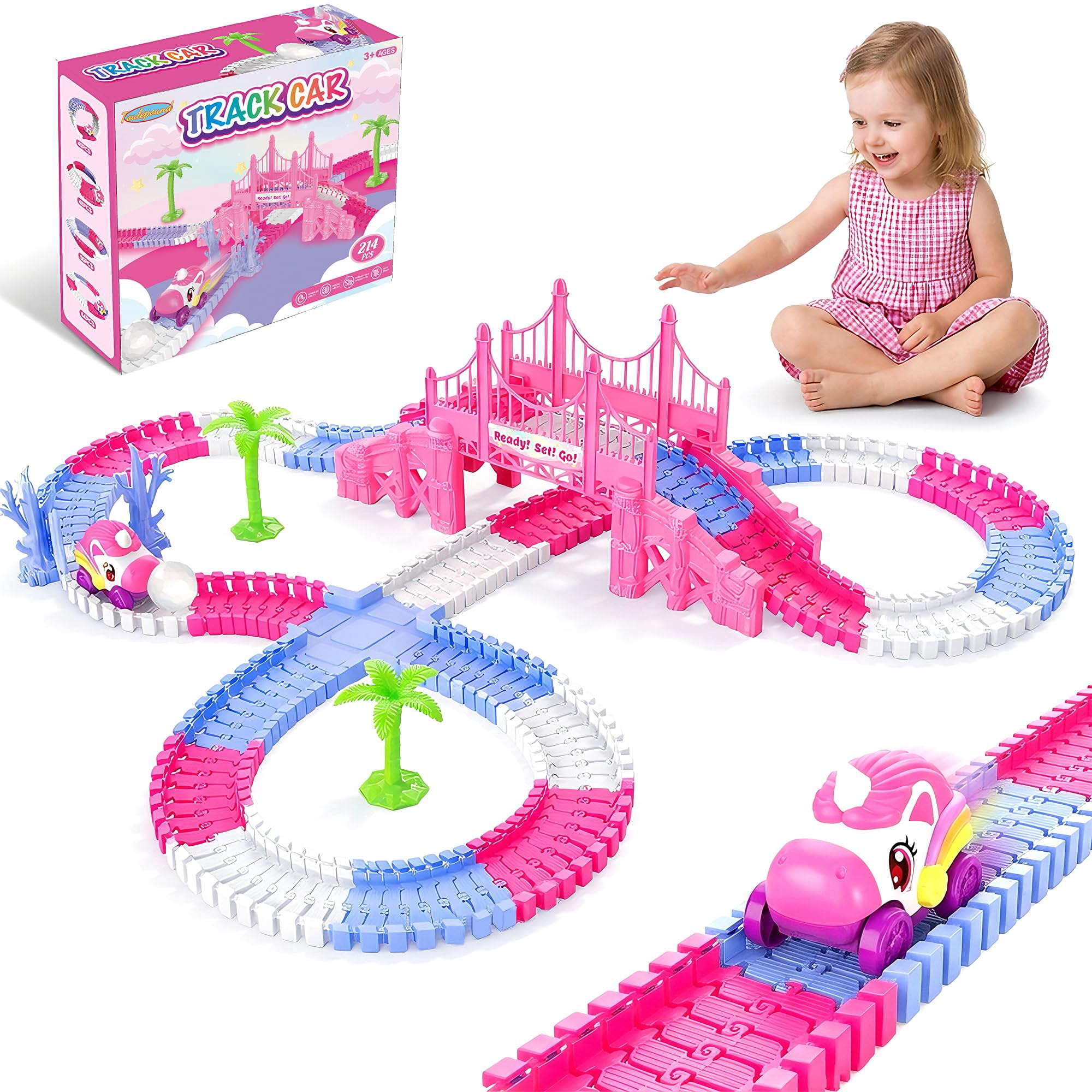 Pista de carreras de juguete toulepound de 214 piezas, princesa
