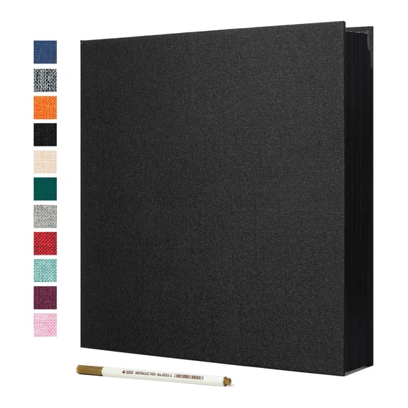 Álbum de fotos Spbapr de lino 33 × 32 cm, 40 páginas negras + pluma metálica