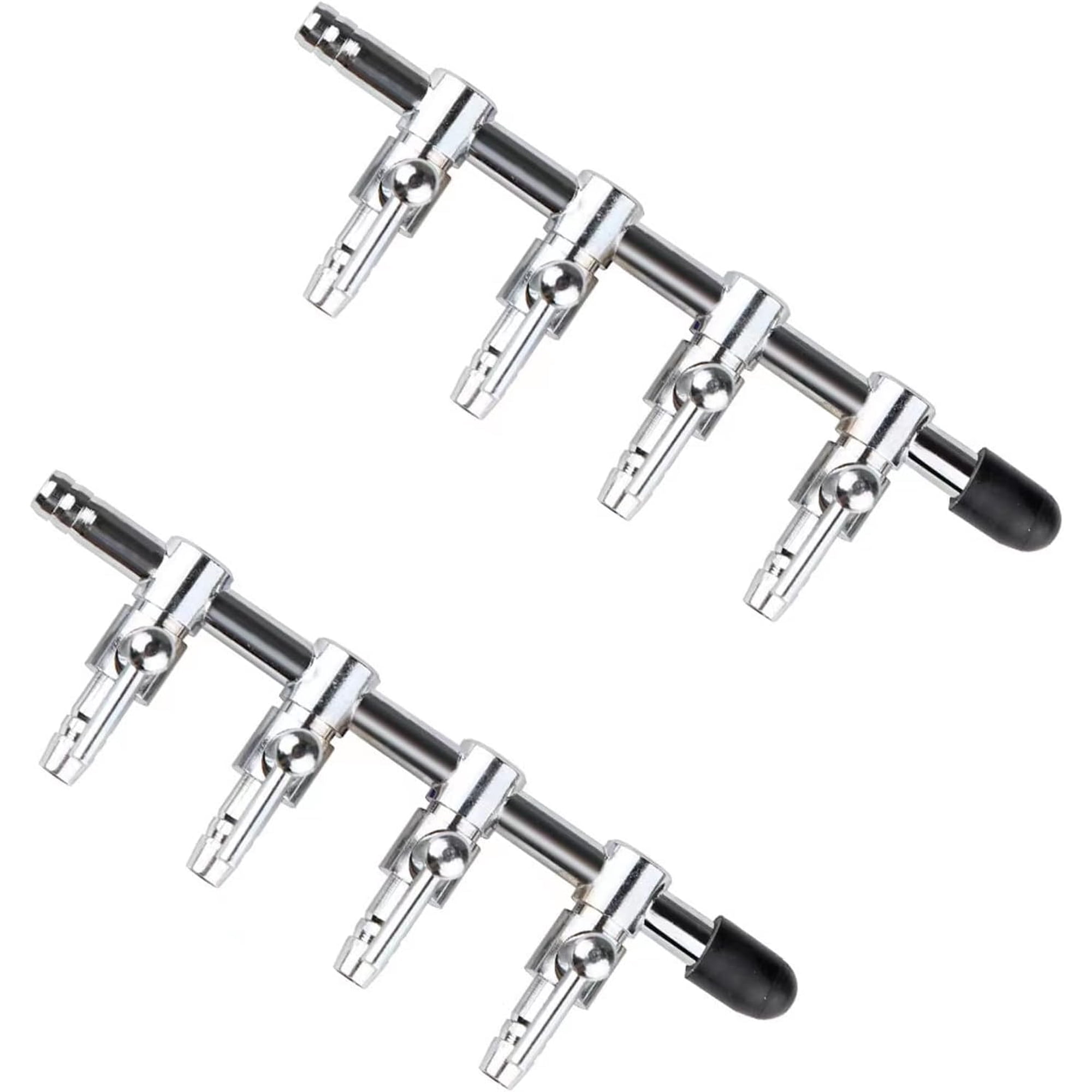Jizlan Válvula de control de flujo de aire 4 vías – Pack de 2 en acabado plateado