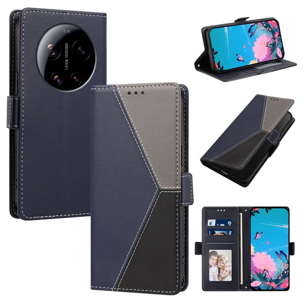 Funda Cartera Tricolor para Xiaomi 17 Ultra 5G con Ranuras, Azul Oscuro