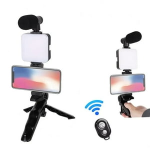 Genérico - Kit De Grabación Micrófono Luz Led Soporte Control Remoto Trípode