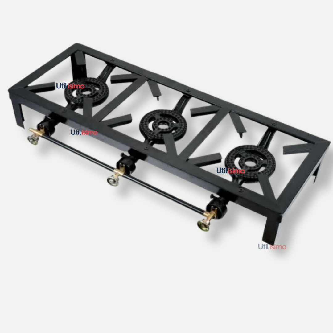 Line - Fogón Cocina A Gas Licuado 3 Platos Camping Hogar