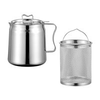 Magideal - Freidora Olla Para Freír Sartén Profunda Recipiente Para Aceite Y Cesta Metálica Hecha De Acero Inoxidable Con Tapa Y Filtro Adecuado Para Cocinas Do 2.0L