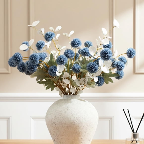 Flores artificiales Ryddelighome, falsas mamás azules polvorientas con tallos