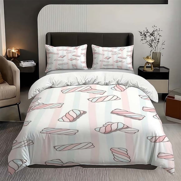 Macaron Marshmallow Themed Bedding Three-Piece Set Duvet Cover Pillowcase Set