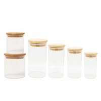 Genérico - Set 6 Frascos Contenedores Repostero Vidrio Con Tapa Bambu