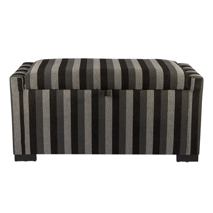 Máxima Design - Banqueta Con Baúl Leyzy Rayas Negras 40x55x105 Cm