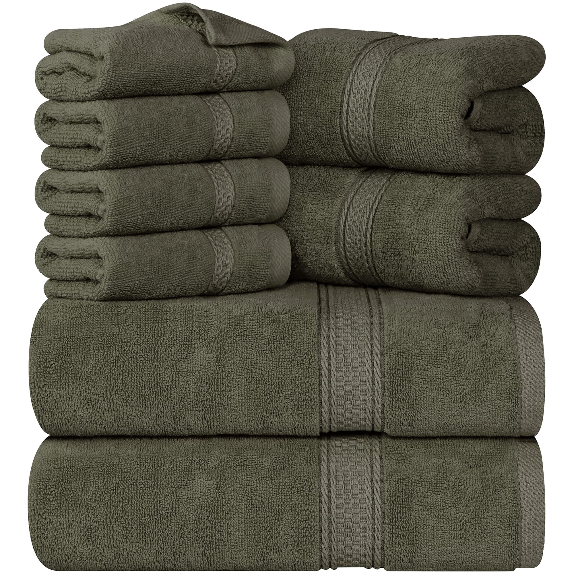 Juego De Toallas Utopia Towels, 8 Unidades, 600 G/m², 100% Algodón, Color Oliva