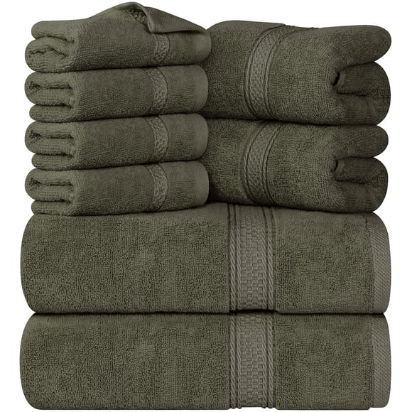 Juego de toallas Utopia Towels, 8 unidades, 600 g/m², 100% algodón, color oliva