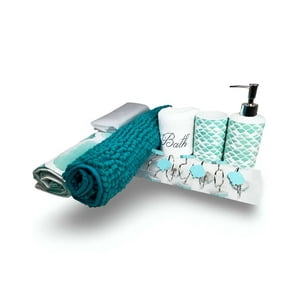 Juego De Baño 18 Piezas Cortina, Alfombra Y Mas Doral