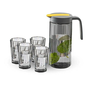 Santú Home & Deco - Jarra De Vidrio Dosificadora Y 4 Vasos Vidrio