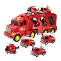 Magideal - Camión De Bomberos, Coche De Juguete Con Luces Y Sonidos, Vehículos De Juguete, Motor De Bomberos, Vehículos Eléctricos De Fricción Para Niños, Niñas, Rojo