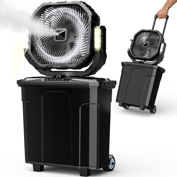 Ventilador Eléctrico Ausic Portátil con Nebulización 12" y Batería 20L