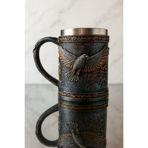 Decostilo - Tazon - Taza Termica De Acero Decorativa De Águila En Relieve