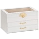 thumbnail image 1 of Caja de joyería Enthralite de 3 niveles con tapa de vidrio blanca, 1 of 9