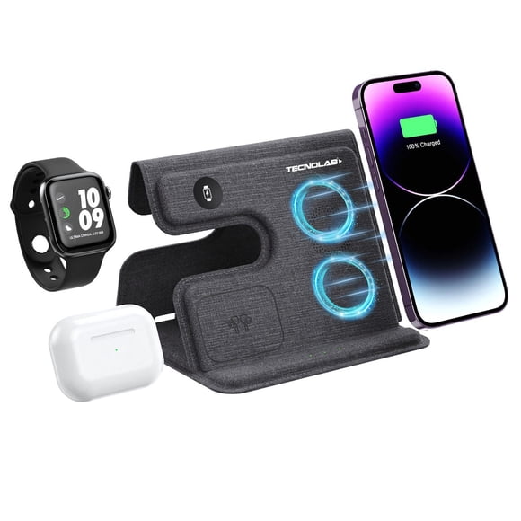Cargador Inalámbrico QI Plegable 3 en 1 Carga Rápida - PS