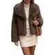 thumbnail image 1 of INSPIRE CHIC Abrigos de Piel Sintética para Mujer Mangas Largas Peludas Cuello con Solapa Forro Suave Sobredimensionado con Bolsillos Chaquetas de Invierno Cálidas Marrón Grande, 1 of 6