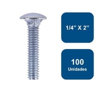 Anclajes - Perno Coche Zincado 1/4"" X 2"" 100Un.
