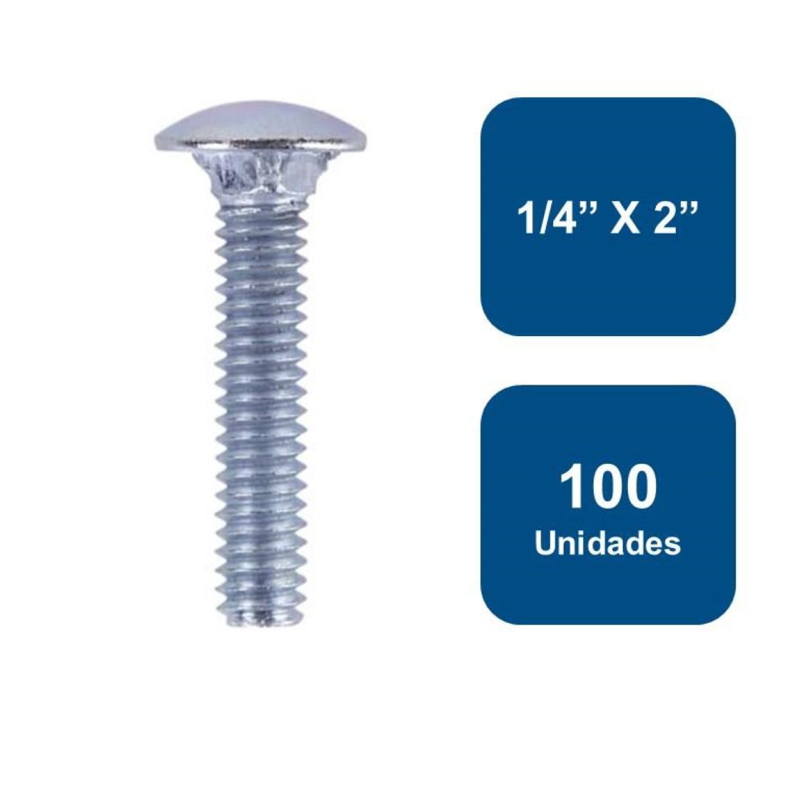 Anclajes - Perno Coche Zincado 1/4" X 2" 100un.