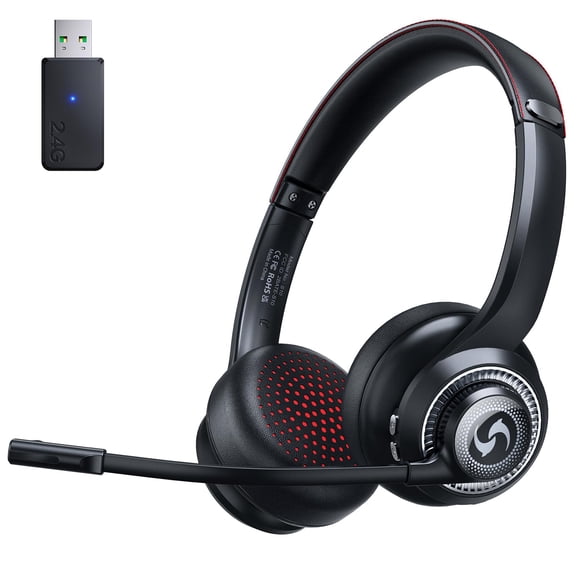 Diadema inalámbrica Surpixo con micrófono, Bluetooth de doble modo, 50 h