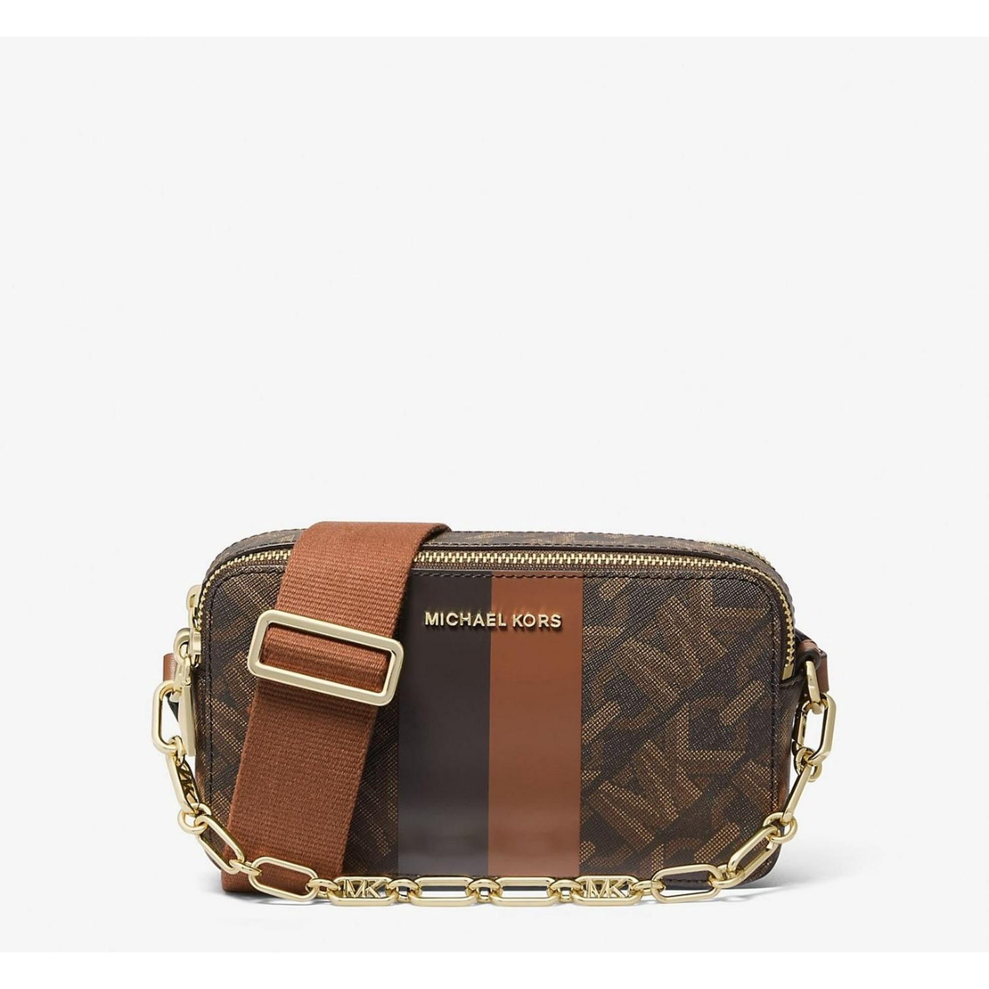 Cartera Michael Kors Signature Logo Stripe Cafe Talla Única