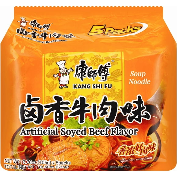 Pack Con 5 Ramen Instantáneos Kangshifu Carne Especiada a Soja