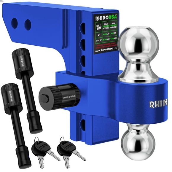 Trailer Hitch Rhino USA, receptor ajustable de 2 pulgadas, azul