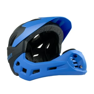 Bebesit - Casco Integral Bici Cross Rejilla Desmontable Negro Azul