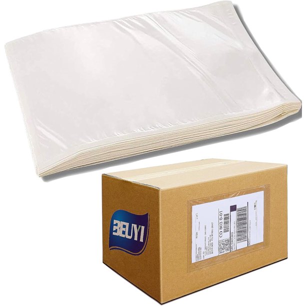 BEUYI 2.5 Mil Premium 7 x 10 in Clear Adhesive Shipping Label Pouches, 100 unidades