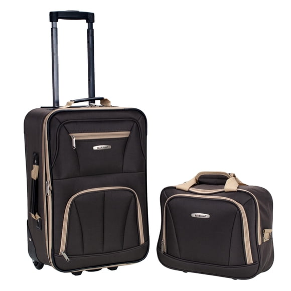 Juego de equipaje Rockland Fashion Softside Upright de 2 piezas, color marrón